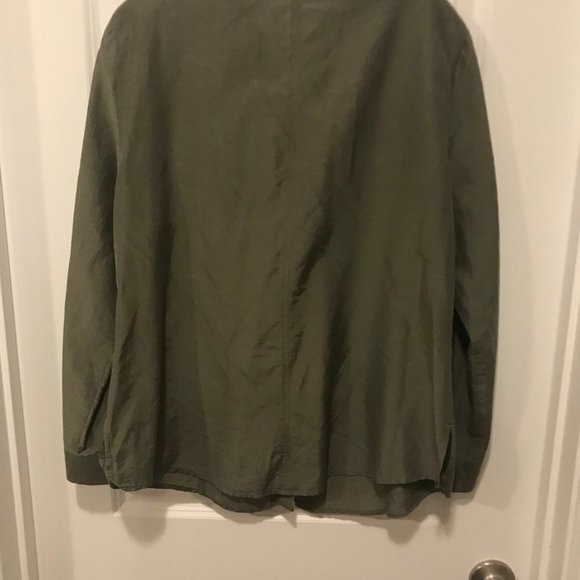 Chico's olive green button down blouse size 2 - Picture 2 of 4